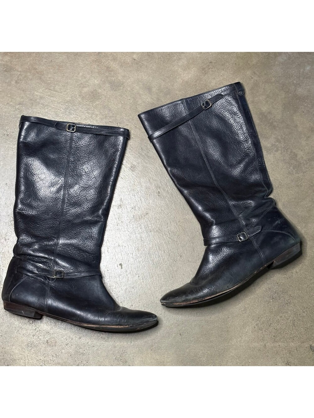 Frye Women Sz 9.5M Black Leather Mid-Calf Riding Boots